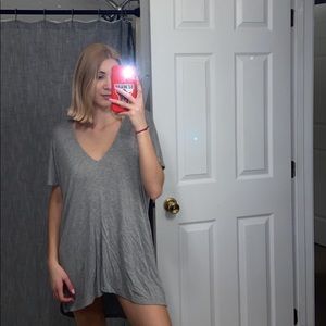 Grey Mini V neck Dress